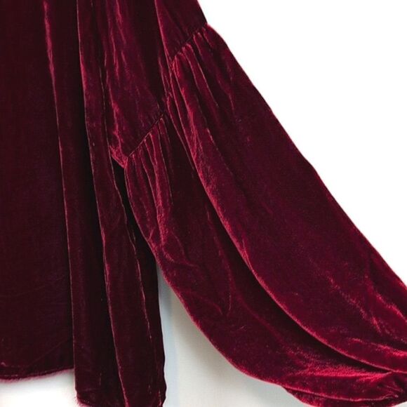 Nation LTD Los Angeles Burgundy Velvet Balloon Sleeve Top Size L - Picture 5 of 11